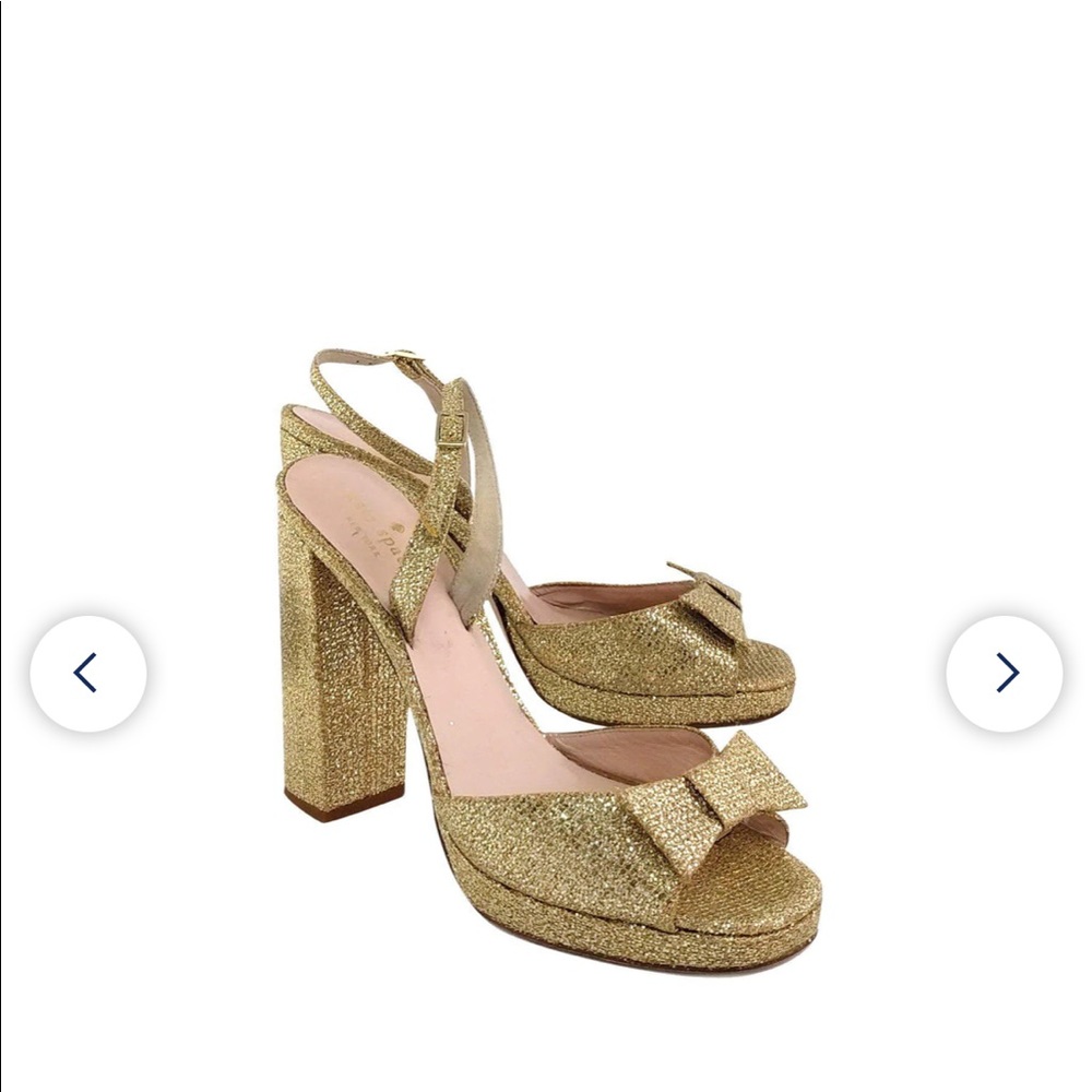 Kate spade gold glitter bow heels